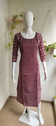 Premium Dark Purple Side Slit Cotton Kurti